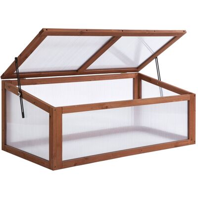 Outsunny Greenhouse Wooden Polycarbonate Cold Frame Grow House Outdoor Raised Planter Box Protection, PC Board, Brown, 39" x 26" x 16" Outsunny Greenhouse Wooden Polycarbonate Cold Frame Grow House Outdoor Raised Planter Box Protection, PC Board, Brown, 39" x 26" x 16"