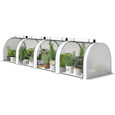 Outsunny 13' L x 3' W x 2.5' H Portable Tunneled Greenhouse with 4 Zippered Doors, Water/UV Fighting PE Cover, White Outsunny 13' L x 3' W x 2.5' H Portable Tunneled Greenhouse with 4 Zippered Doors, Water/UV Fighting PE Cover, White