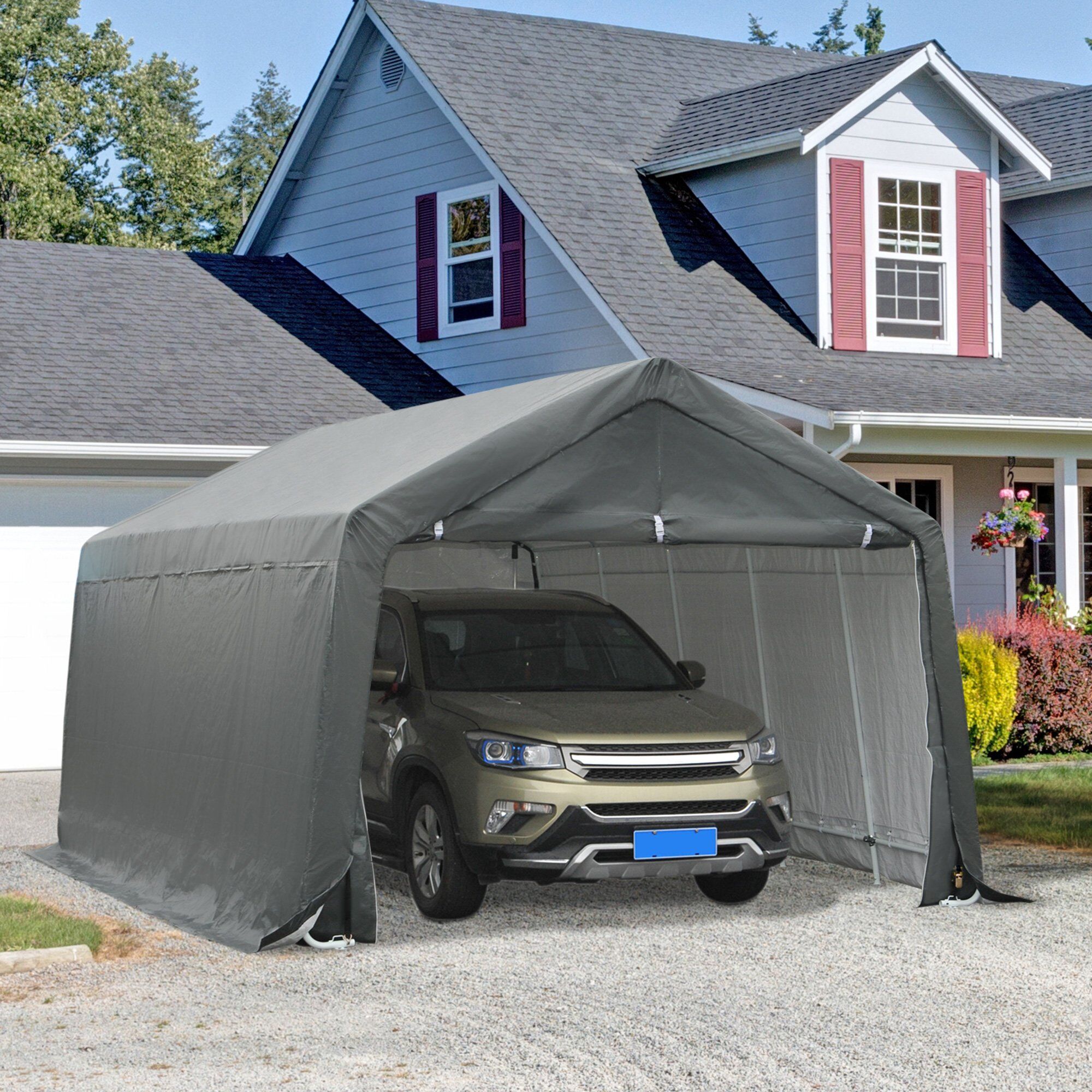 Outsunny 20’ x 12’ Heavy Duty Outdoor Temporary Carport Canopy Tent with Durable Construction & a Simple Setup - Grey