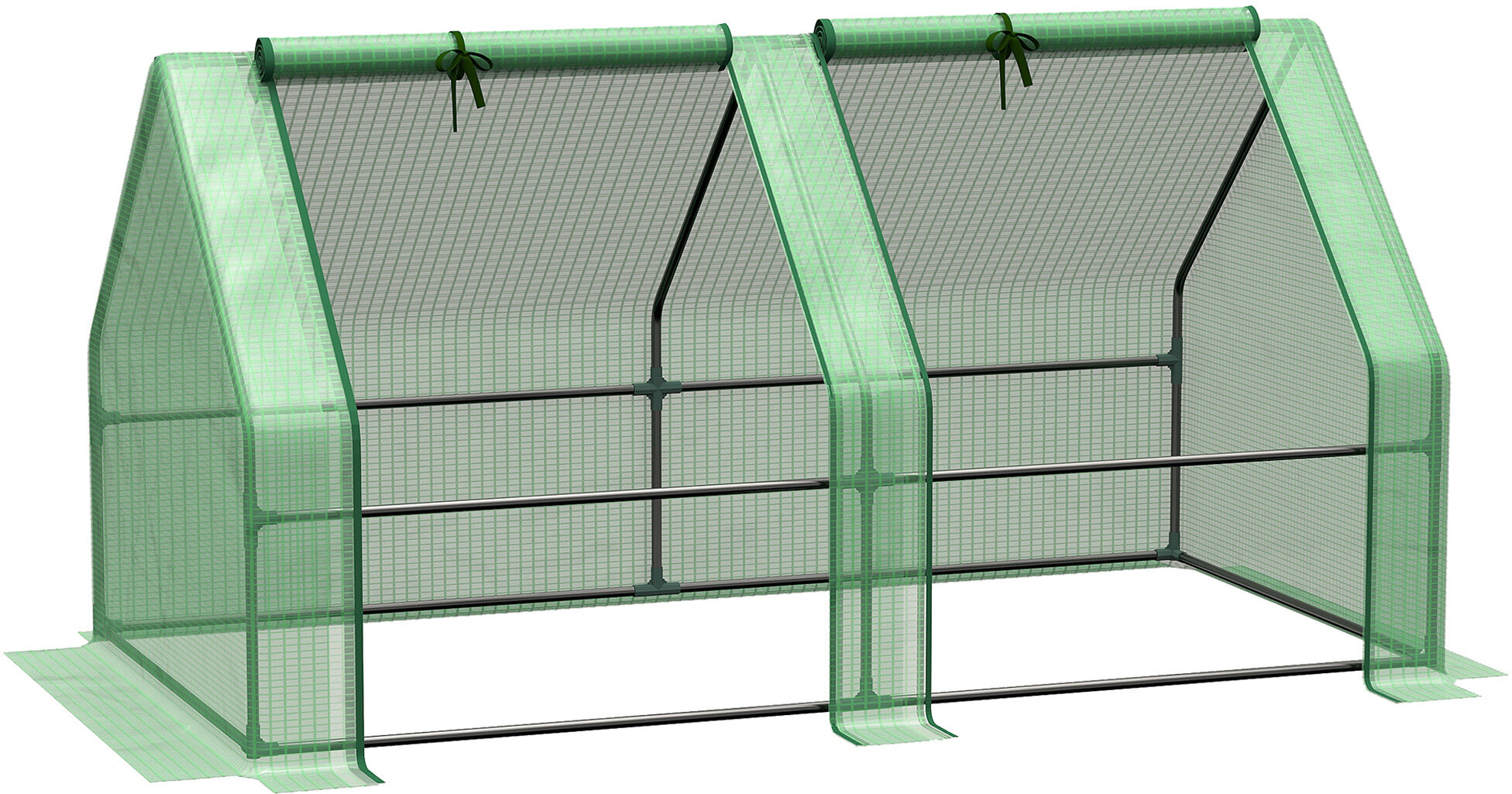 Outsunny 6' x 3' x 3' Portable Mini Greenhouse, Small Greenhouse with Large Zipper Doors and Water/UV PE Cover, Green