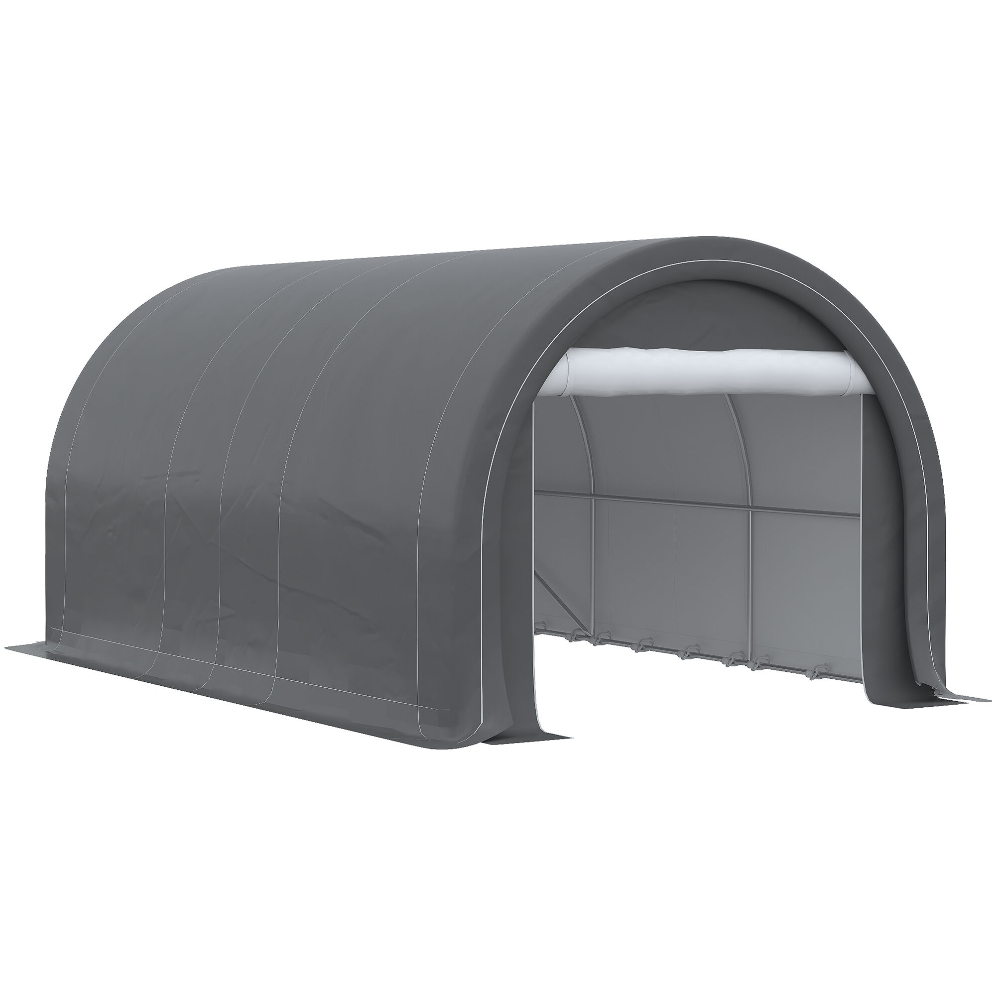 Outsunny 16' x 10' Carport, Heavy Duty Portable Garage / Storage Tent with Large Zippered Door, Anti-UV PE Canopy Cover for Car, Truck, Boat