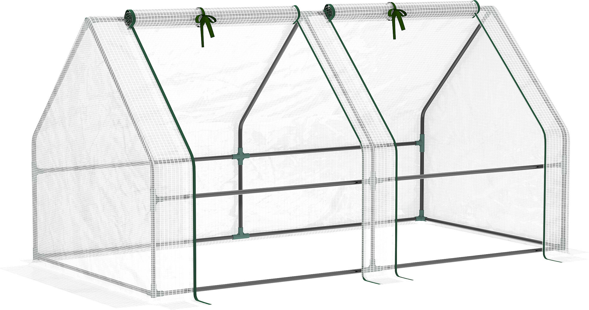 Outsunny Portable Mini Greenhouse Small Green House 6 x 3 x 3 with Large Zipper Doors Water UV PE Cover White   Aosom.com