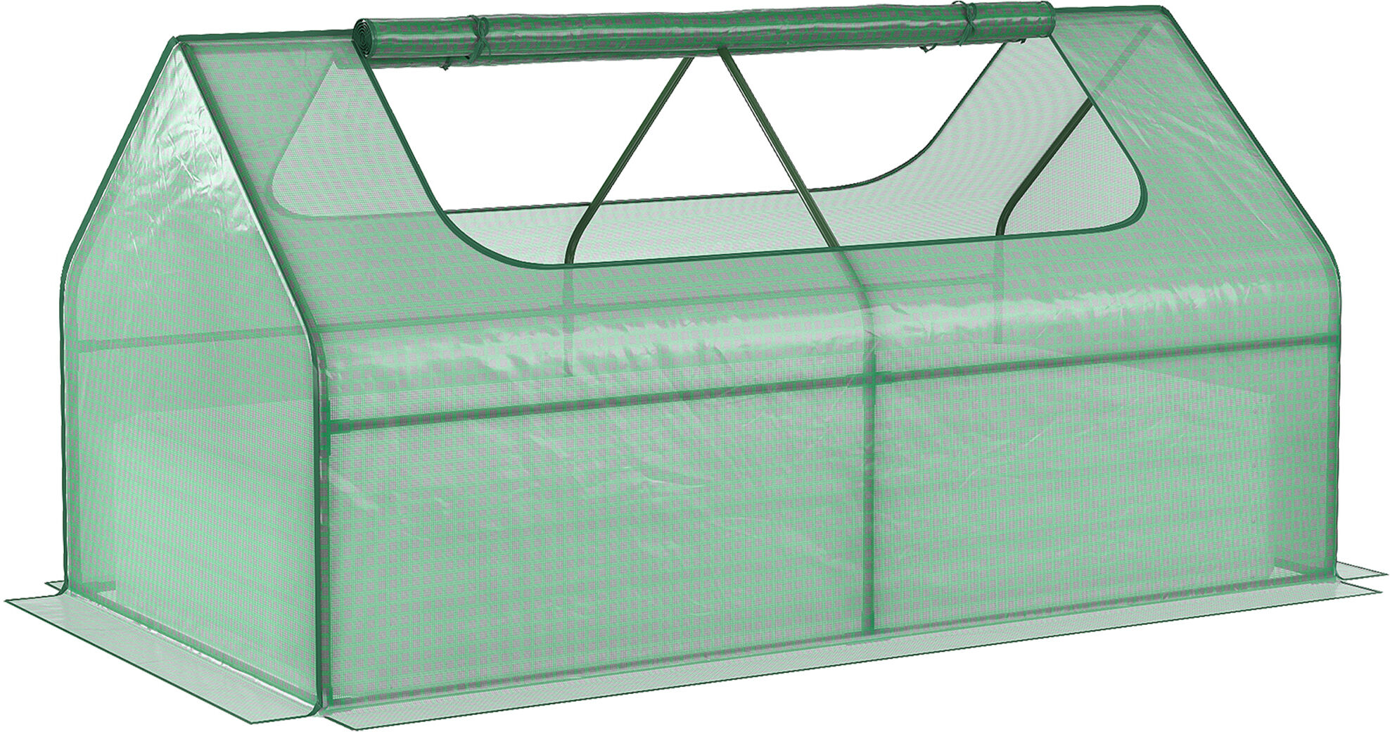 Outsunny 6' x 3' Raised Garden Bed with Mini Greenhouse Cover, Outdoor Planter Box with 2 Roll-Up Windows for Growing Flowers, Vegetables, Gray