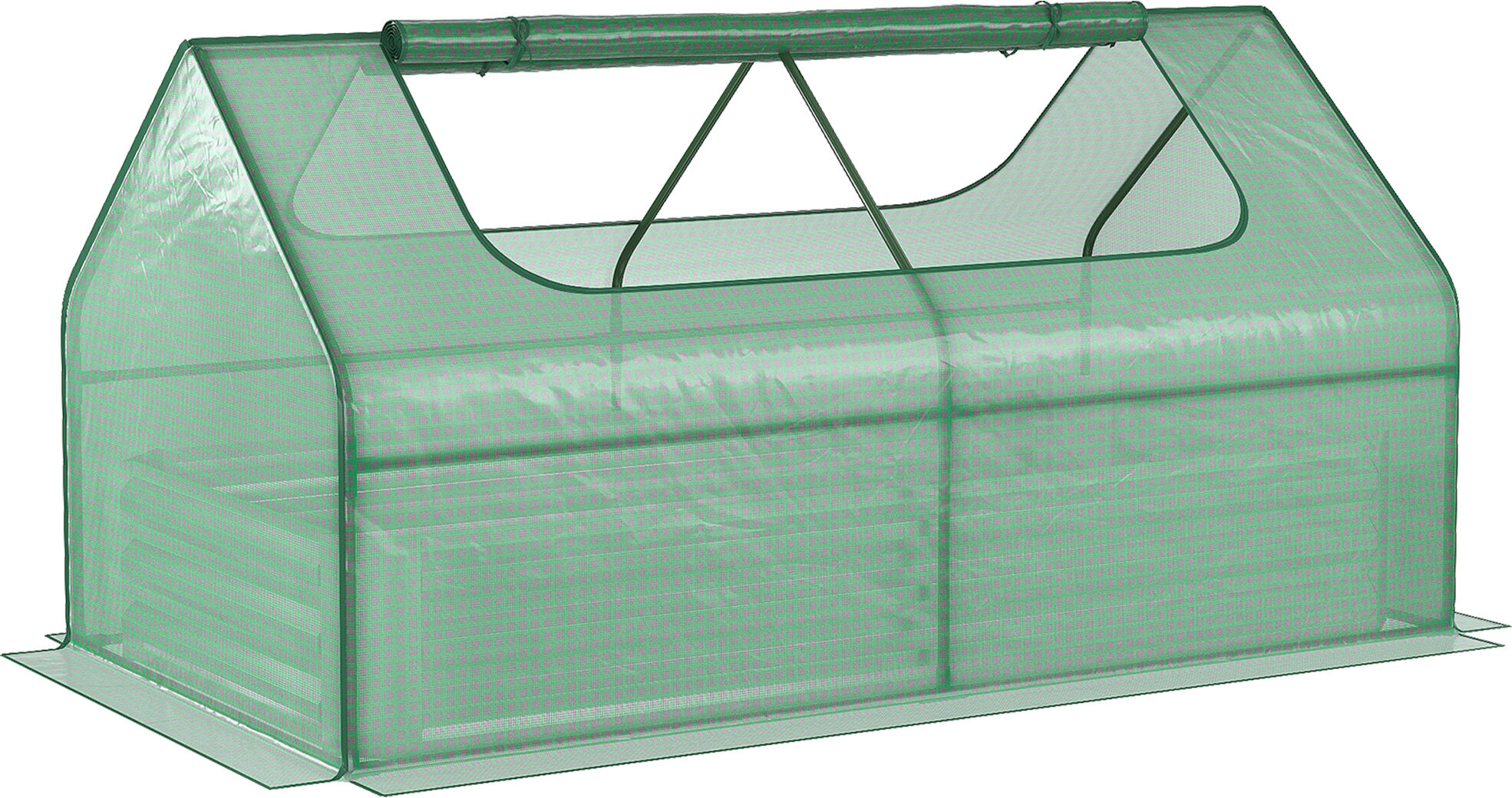 Outsunny 6' x 3' Raised Garden Bed with Mini Greenhouse Cover, Outdoor Planter Box with 2 Roll-Up Windows for Growing Flowers, Vegetables, Silver