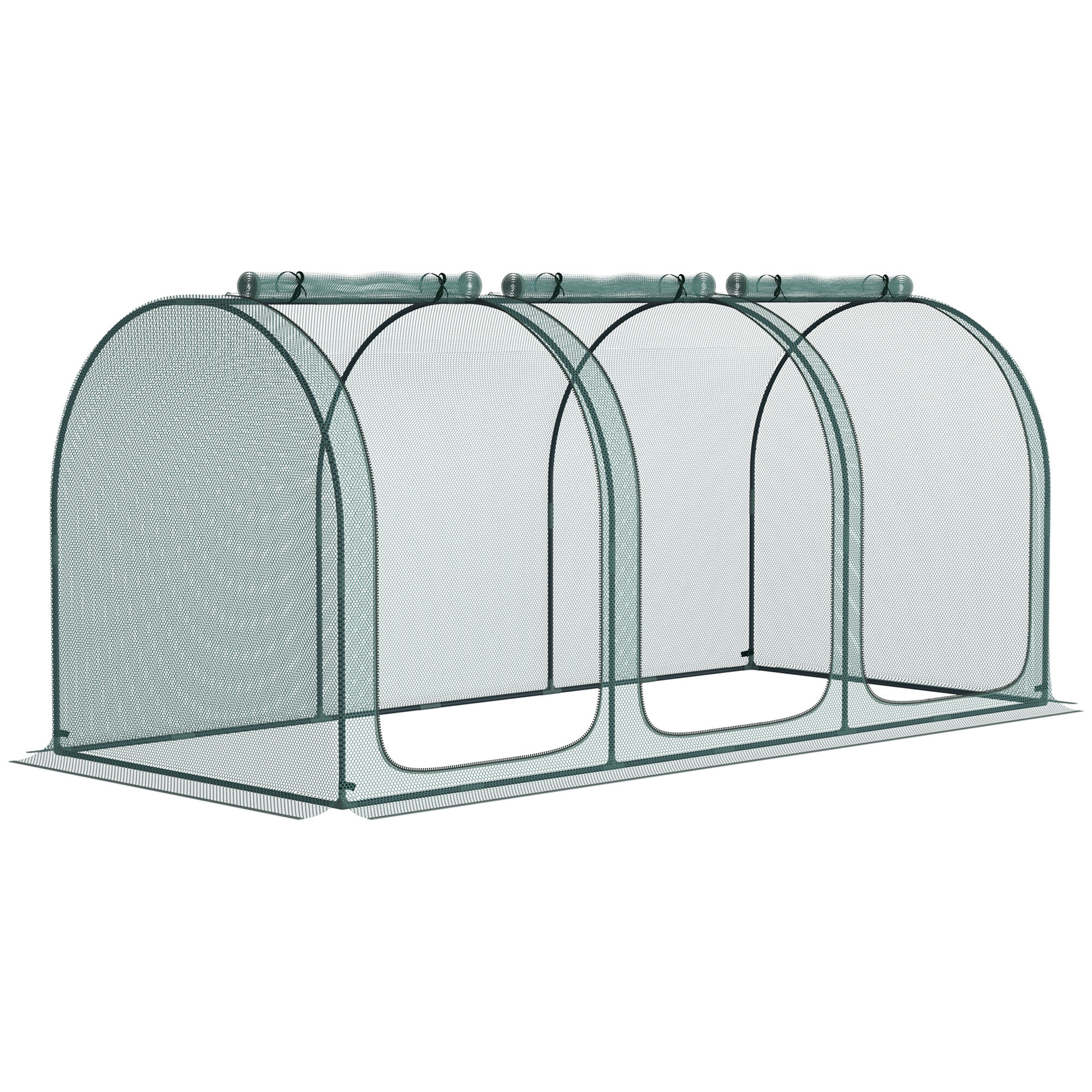 Outsunny Crop Cage 9x4 Plant Protection Tent Three Zippered Doors Storage Bag Stakes Green   Aosom.com