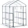 Outsunny Walk-in Greenhouse 5' x 5' x 6' Hot House with 3-Tier Shelving, Roll-Up Door for Outdoor & Garden