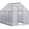 Outsunny 8' x 6' Aluminum Greenhouse Polycarbonate Walk-in Garden Greenhouse Kit with Adjustable Roof Vent, Rain Gutter and Sliding Door for Winter