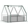 Outsunny Raised Garden Bed with Greenhouse Steel Planter Box with Plastic Cover Roll Up Window for Flowers Vegetables Clear   Aosom.com