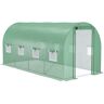 Outsunny 15' x 7' x 7' Walk-in Tunnel Hoop Greenhouse, Polyethylene PE Cover, Steel Frame, Roll-Up Zipper Door & Windows for Flowers, Vegetables