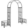 Outsunny 6.7' Metal Garden Arch, with Gate and Planter Boxes, Steel Arch Arbor, Water-Resistant, for Ceremony, Weddings, Dark Gray   Aosom.com