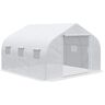 Outsunny Outdoor Walk-In Tunnel Greenhouse 12x10 ft with Roll-up Windows Zippered Door White PE Cover for Garden   Aosom.com