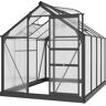 Outsunny 6' x 8' x 7' Polycarbonate Greenhouse, Outdoor Aluminum Walk-in Greenhouse Kit with Vent and Door for Backyard Garden, Gray