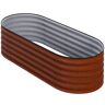 Outsunny Galvanized Raised Garden Bed Brown 4.9x2ft with Safety Edging Metal Planter Box for Outdoor Plants   Aosom.com