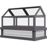 Outsunny Raised Planter Boxes with Polycarbonate Greenhouse, Wooden Cold Frame Greenhouse, Raised Garden Bed, Gray