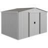 Outsunny 9' x 6' Metal Storage Shed, Utility Storage Organizer, Garden Tool House with Double Sliding Doors, 4 Air Vents for Backyard Garden , Silver