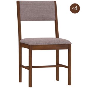 HOMCOM Modern Dining Chairs Set of 4, Linen Fabric Kitchen Chairs with Rubberwood Legs for Dining Room, Living Room, Brown HOMCOM Modern Dining Chairs Set of 4, Linen Fabric Kitchen Chairs with Rubberwood Legs for Dining Room, Living Room, Brown