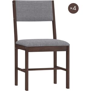 HOMCOM Modern Dining Chairs Set of 4, Linen Fabric Kitchen Chairs with Rubberwood Legs for Dining Room, Living Room, Walnut HOMCOM Modern Dining Chairs Set of 4, Linen Fabric Kitchen Chairs with Rubberwood Legs for Dining Room, Living Room, Walnut