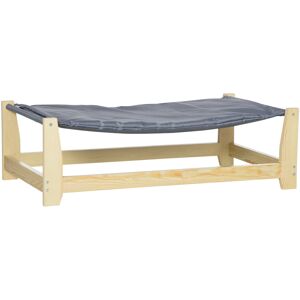 PawHut Raised Pet Bed Wooden Dog Cot with Cushion for Small Medium Sized Dogs Indoor Outdoor, 35.5" x 19.75" x 11"