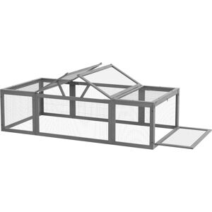 PawHut Large Wooden Rabbit Hutch Gray Small Animal Habitat with Outdoor Run Lockable Doors Aosom.com PawHut Large Wooden Rabbit Hutch Gray Small Animal Habitat with Outdoor Run Lockable Doors Aosom.com