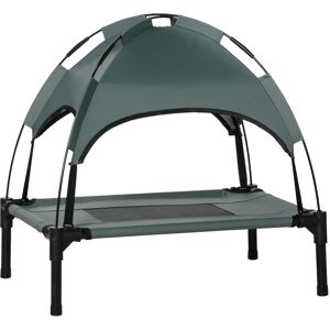 PawHut Elevated Dog Cot with Canopy UV Protection Portable Cooling Pet Bed 24 inch Grey Black   Aosom.com