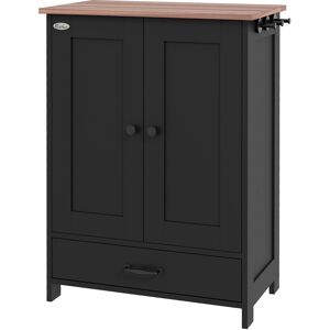 PawHut Pet Feeding Station, Dog Food Storage Cabinet w/ Raised Dog Bowls, Adjustable Panel, Hooks, for Medium Dogs, Black PawHut Pet Feeding Station, Dog Food Storage Cabinet w/ Raised Dog Bowls, Adjustable Panel, Hooks, for Medium Dogs, Black