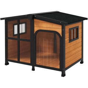 PawHut 43" L Wooden Dog House, Outdoor Waterproof Dog Kennel for Large Dogs with Openable Roof & Giant Window, Yellow Aosom.com PawHut 43" L Wooden Dog House, Outdoor Waterproof Dog Kennel for Large Dogs with Openable Roof & Giant Window, Yellow Aosom.com