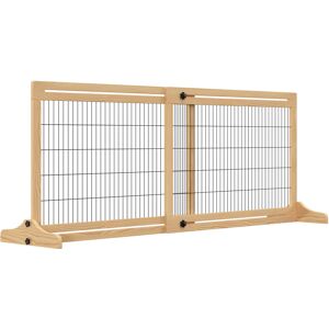 PawHut Freestanding Pet Gate Extra Wide 72" W x 27.25" H Dog Cat Barrier Natural Aosom.com PawHut Freestanding Pet Gate Extra Wide 72" W x 27.25" H Dog Cat Barrier Natural Aosom.com