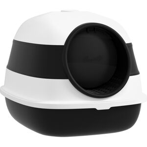 PawHut Cat Litter Box with Lid, Covered Litter Box w/High Sides, Two-Way Entrance Kitty Litter Box, Foldable, Easy Clean, White and Black Aosom.com PawHut Cat Litter Box with Lid, Covered Litter Box w/High Sides, Two-Way Entrance Kitty Litter Box, Foldable, Easy Clean, White and Black Aosom.com