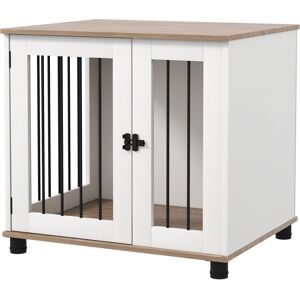 PawHut Dog Crate Furniture, Side Table Indoor Dog Kennel, End Table with Lockable Door for Small and Medium Dogs, Dog Cage, Walnut Brown PawHut Dog Crate Furniture, Side Table Indoor Dog Kennel, End Table with Lockable Door for Small and Medium Dogs, Dog Cage, Walnut Brown