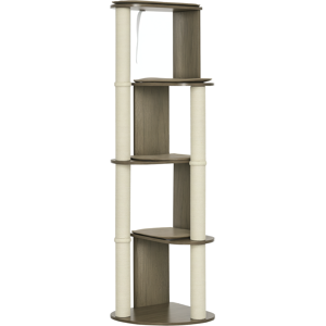 PawHut 65" Tall Cat Climbing Tree with Jute Scratching Posts Cream White Four Mats Elevated Perches Aosom.com PawHut 65" Tall Cat Climbing Tree with Jute Scratching Posts Cream White Four Mats Elevated Perches Aosom.com
