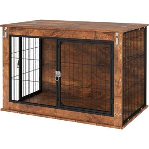 PawHut 39" Dog Crate Furniture with Flip-up Top Opening, 2 Doors, Dog Kennel Furniture for Large Dogs, Rustic Brown PawHut 39" Dog Crate Furniture with Flip-up Top Opening, 2 Doors, Dog Kennel Furniture for Large Dogs, Rustic Brown