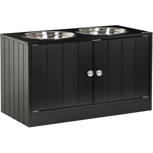 PawHut Raised Pet Feeding Storage Station with 2 Stainless Steel Bowls Base for Large Dogs and Other Large Pets Black Aosom.com PawHut Raised Pet Feeding Storage Station with 2 Stainless Steel Bowls Base for Large Dogs and Other Large Pets Black Aosom.com