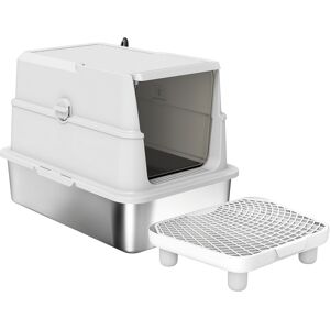 PawHut Extra Large Stainless Steel Cat Litter Box for Big Cats with Flip Cover, High-Sided Enclosure & Scoop PawHut Extra Large Stainless Steel Cat Litter Box for Big Cats with Flip Cover, High-Sided Enclosure & Scoop