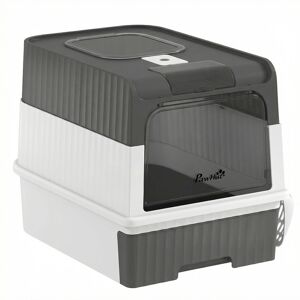 PawHut Cat Litter Box Hooded Cat Litter Tray with Drawer Pan Front Entry & Top Exit Easy Cleaning Gray PawHut Cat Litter Box Hooded Cat Litter Tray with Drawer Pan Front Entry & Top Exit Easy Cleaning Gray