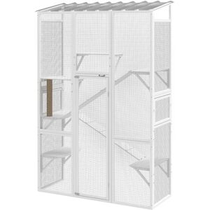 PawHut Outdoor Catio Cat Enclosure, Large Wooden Cat House with 6 Jumping Platforms, Scratching Post, 2 Ramps, for 2-3 Kittens PawHut Outdoor Catio Cat Enclosure, Large Wooden Cat House with 6 Jumping Platforms, Scratching Post, 2 Ramps, for 2-3 Kittens
