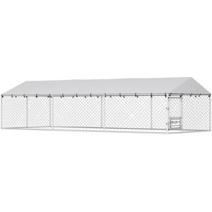 PawHut Dog Kennel Outdoor Dog Run Waterproof UV-Resist Cover Lockable Door Adjustable Bowls 20 x 7.5 x 5ft PawHut Dog Kennel Outdoor Dog Run Waterproof UV-Resist Cover Lockable Door Adjustable Bowls 20 x 7.5 x 5ft