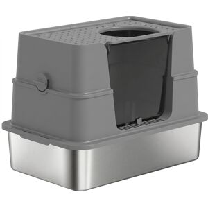 PawHut XL Stainless Steel Litter Box w/ 100° Flip Top, Scoop, Top & Side Entry Enclosed Litter Box for Big Cats PawHut XL Stainless Steel Litter Box w/ 100° Flip Top, Scoop, Top & Side Entry Enclosed Litter Box for Big Cats