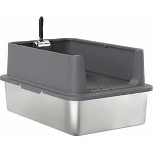 PawHut Extra Large Stainless Steel Cat Litter Box with Scoop & Pad, Anti-Urine Leakage, Easy Cleaning, Non-Sticky PawHut Extra Large Stainless Steel Cat Litter Box with Scoop & Pad, Anti-Urine Leakage, Easy Cleaning, Non-Sticky