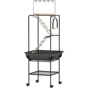 PawHut 64"H Rolling Bird Playground Parrot Stand with Seed Guard & Wheels, Ladders, Swing, Toy Hook & Bowls PawHut 64"H Rolling Bird Playground Parrot Stand with Seed Guard & Wheels, Ladders, Swing, Toy Hook & Bowls