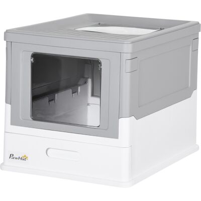 PawHut Fully Enclosed Cat Litter Box, Front Entry, Top Exit, Easy Clean, Gray Aosom.com PawHut Fully Enclosed Cat Litter Box, Front Entry, Top Exit, Easy Clean, Gray Aosom.com