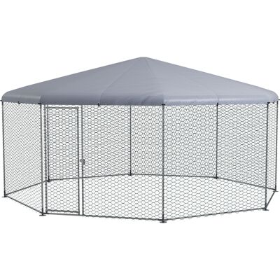 PawHut 17.1 ft x 15.7 ft Large Outdoor Silver Chicken Run with Cover for 19-25 Chickens Walk-In Hen House Aosom.com PawHut 17.1 ft x 15.7 ft Large Outdoor Silver Chicken Run with Cover for 19-25 Chickens Walk-In Hen House Aosom.com