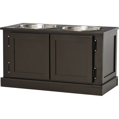 PawHut Elevated Dog Bowls with Storage, Two Stainless Steel Bowls for Large Dogs, Coffee PawHut Elevated Dog Bowls with Storage, Two Stainless Steel Bowls for Large Dogs, Coffee