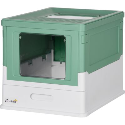 PawHut Enclosed Green Cat Litter Box Furniture Lid Front Entry Top Exit Portable Pet Toilet Scoop Aosom.com PawHut Enclosed Green Cat Litter Box Furniture Lid Front Entry Top Exit Portable Pet Toilet Scoop Aosom.com