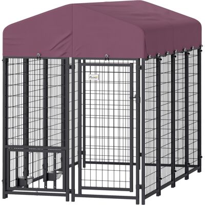 PawHut Welded Wire Outdoor Dog Kennel with 360° Rotating & 4 Levels Adjustable Bowls, Waterproof Cover, 7.9' x 4' x 6' PawHut Welded Wire Outdoor Dog Kennel with 360° Rotating & 4 Levels Adjustable Bowls, Waterproof Cover, 7.9' x 4' x 6'