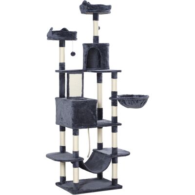 PawHut 81" Cat Tree w/ Cat Scratching Posts, Scratching Board, Condos, Beds, Hammocks, Toy Balls, Rope Cat Toy, Gray PawHut 81" Cat Tree w/ Cat Scratching Posts, Scratching Board, Condos, Beds, Hammocks, Toy Balls, Rope Cat Toy, Gray