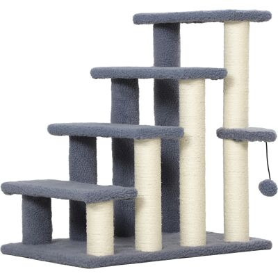 PawHut 4 Levels Cat Steps with Scratching Posts for High Bed, Sofa, Gray Aosom.com PawHut 4 Levels Cat Steps with Scratching Posts for High Bed, Sofa, Gray Aosom.com