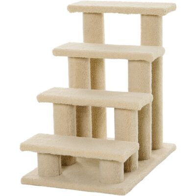 PawHut Pet Stairs 25 4-Step Durable Particle Board Carpeted Cat Dog Ladder Ramp Scratching Post Beige Aosom.com PawHut Pet Stairs 25 4-Step Durable Particle Board Carpeted Cat Dog Ladder Ramp Scratching Post Beige Aosom.com