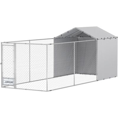 PawHut Galvanized Chain Link Large Outdoor Dog Kennel with Waterproof & UV-Resistant Cover, for M&L Dogs, 19.7' x 7.5' x 7.5' PawHut Galvanized Chain Link Large Outdoor Dog Kennel with Waterproof & UV-Resistant Cover, for M&L Dogs, 19.7' x 7.5' x 7.5'