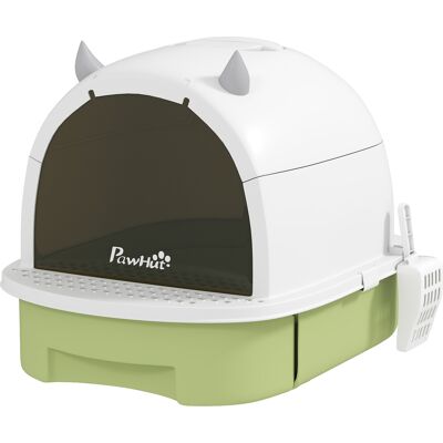 PawHut Covered Cat Litter Box with Lid, Scoop, Deodorizing Bags for Odor Control, Privacy, Easy to Clean, Green PawHut Covered Cat Litter Box with Lid, Scoop, Deodorizing Bags for Odor Control, Privacy, Easy to Clean, Green