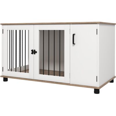 PawHut 2-In-1 Dog Crate Table w/ Double Doors and Storage, Dog Cage for Medium and Large-sized Dogs, Walnut and White Aosom.com PawHut 2-In-1 Dog Crate Table w/ Double Doors and Storage, Dog Cage for Medium and Large-sized Dogs, Walnut and White Aosom.com